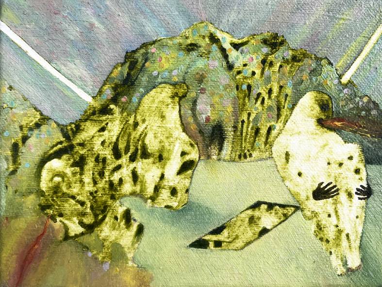 kein Auge zu 5, 13x18cm, Acryl/Öl auf Baumwolle, 2025