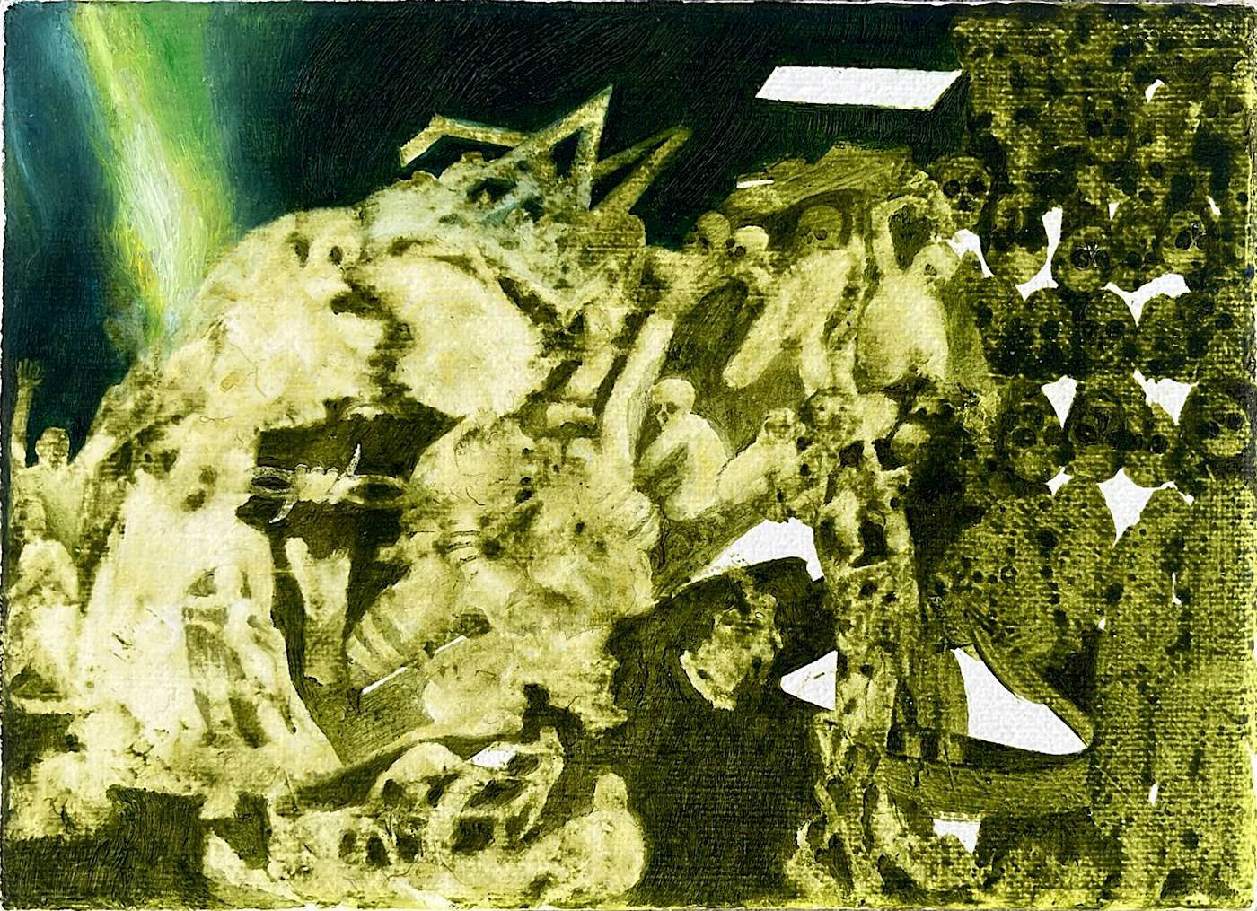 kein Auge zu 2, 13x18cm, Acryl/Öl auf Baumwolle, 2025