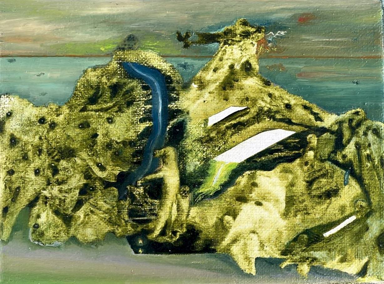 kein Auge zu 4, 13x18cm, Acryl/Öl auf Baumwolle, 2025