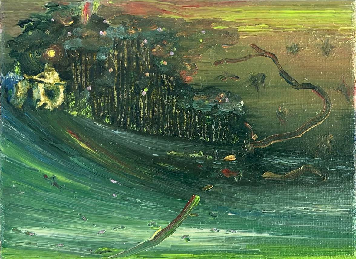 kein Auge zu 3, 13x18cm, Öl auf Baumwolle, 2025